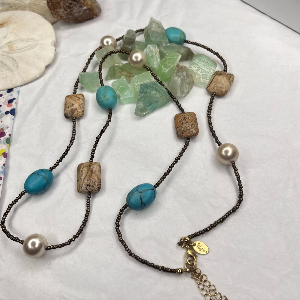 Lia Sophia Turquoise and Pearl Necklace